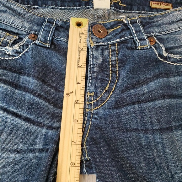 Silver Jeans Santorini Capri Pants Size 29 Blue Denim Stretch Logo Low Rise - Picture 11 of 12